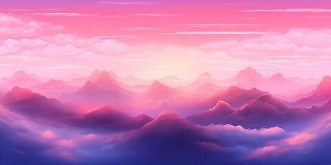 Fototapeta na wymiar AI Generated. AI Generative. Nature outdoor air sky purple pink clouds. Adventure love romantic fly wild vibe. Graphic Art