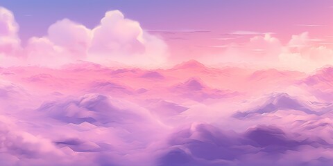 Naklejka premium AI Generated. AI Generative. Nature outdoor air sky purple pink clouds. Adventure love romantic fly wild vibe. Graphic Art