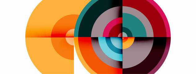 Fototapeta premium Circles with shadows trendy minimal geometric composition abstract background