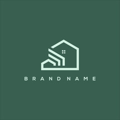 Line art house villa and rental logo vector