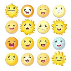 Sun and moon emoji set, white background