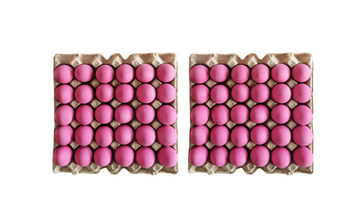 Century eggs or pickled eggs in recycled cardboard boxes isolated PNG transparent