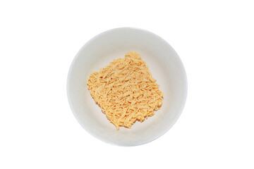 Dry instant noodles in a bowl without water. no seasoning PNG transparent