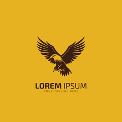 Eagle flying Logo Vector bird design template silhouette isolated on yellow background.
