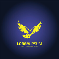 logo of eagle or hawk vector bird silhouette design. Eagle and hawk icon on blue and black background.