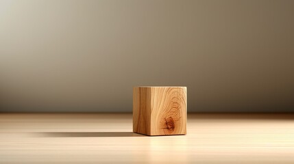 simple minimalist wooden platform for product, warm colour tone wide copy space generative ai