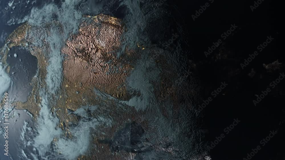 Canvas Prints animation of a realistic planet earth in a dark space background