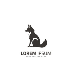 Creative Fox sitting Logo icon Symbol Vector Design Illustration template