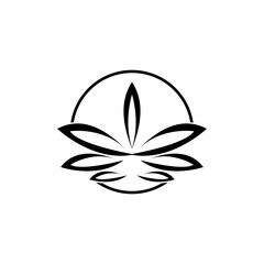 CBD Cannabis Marijuana Pot Hemp Leaf with Line Art