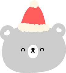 Cute bear wearing christmas hat, Cute Christmas themed illustration for festive decoration