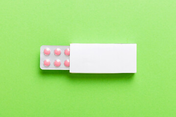 Blank White Product Package Box Mock-up. Open blank medicine drug box with blister top view