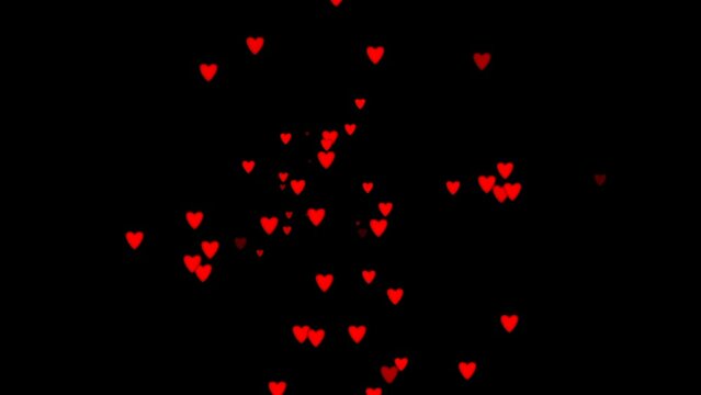 4kEndless animation of red hearts fountain on black screen