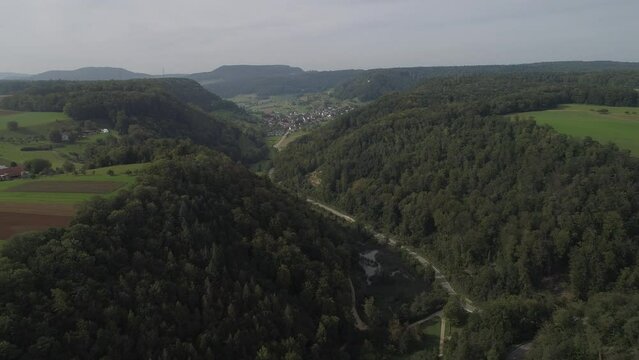 Valley between Rothenfluh and Anwil, valley pond, drone image, Basel-Landschaft, Switzerland, Europe