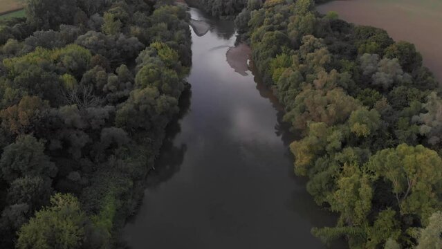 River landscape on the Hornad, aerial view, Sutok Hornadu a Torysy, Nizna Mysla, Slovakia, Europe