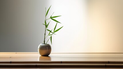 simple minimalist Bamboo product placement concept zen idea copy space generative ai