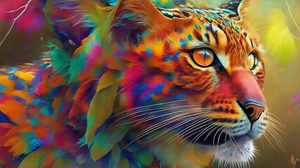 A tiger with paint colors