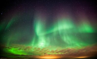 Stunning night sky featuring the Northern Lights. Aurora Borealis in Iceland.