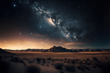a night sky filled with clouds and stars above mountains and hills