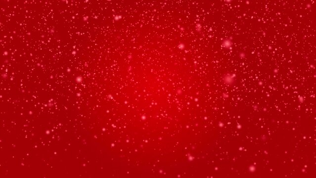 Animation of shiny snowflakes falling against a red background