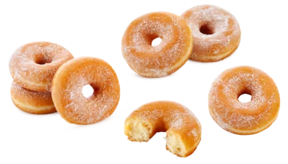 Gordijnen Classic sugary donuts isolated on white background © zhane luk