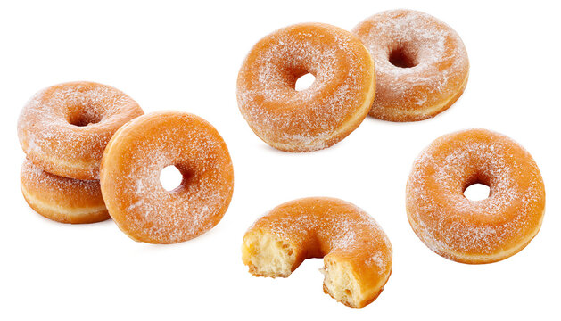 Classic Sugary Donuts Isolated On White Background