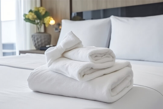 white towels and pillows in a hotel bedroom
