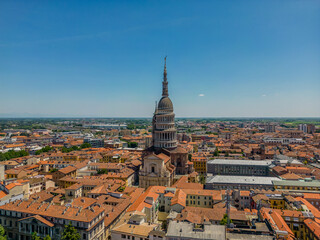 Novara, Piedmont. Italy. Novara Cathedral. Dome and basilica of San Gaudenzio. The dome, symbol of the city of Novara, was designed by the architect Alessandro Antonelli. Church in Italy.