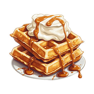 recommend clip art: Delicious Waffles and Sweet Dessert. Tempting Breakfast Illustration. Generative AI