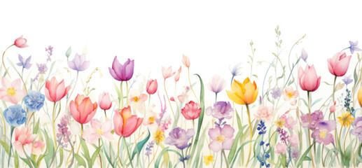 Fototapeta na wymiar Watercolor floral background. Illustration AI Generative.