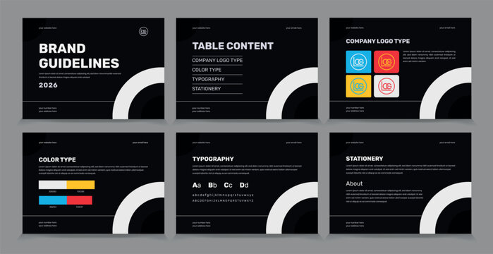 Brand Guidelines identity Template, Simple style and modern Brand Guidelines, Brand identity Template.