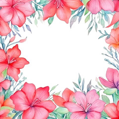 Floral watercolor frame. Illustration AI Generative.
