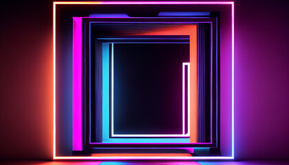 Neon tube Frame Pink Blue orange purple Abstract background Ai generated