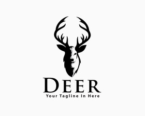 head deer elk half shadow art logo template illustration inspiration