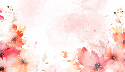 Obraz na płótnie Canvas pink watercolor splash background. Spring floral in watercolor background. Elegant botanical suitable for fabric, prints, cover.