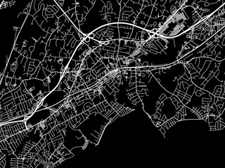 Vector road map of the city of  Midford Connecticut in the United States of America with white roads on a black background.