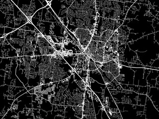 Vector road map of the city of  Murfreesboro Tennessee in the United States of America with white roads on a black background.