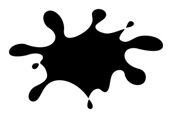 Ink stain icon. Black paint splatter. 