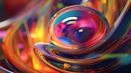 Liquid colors swoosh in a transparent orb and bubbling glass spinning in rolled colors abstract art background. Generative AI 7
