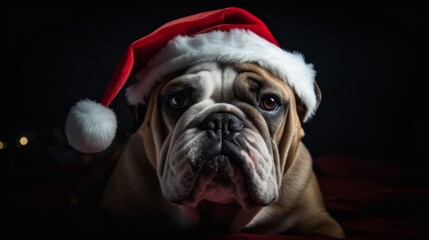 Santa's Furry Pal: Dog in a Santa Hat Assists in Spreading Christmas Joy