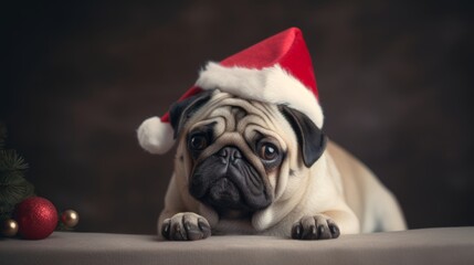 The Merry Mutt: Dog in a Santa Hat Delights in the Magic of Christmas