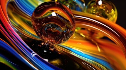 Liquid colors swoosh in a transparent orb and bubbling glass spinning in rolled colors abstract art background. Generative AI 18
