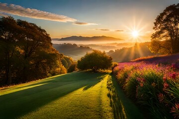 Fototapeta premium sunset in the mountains Generated Ai