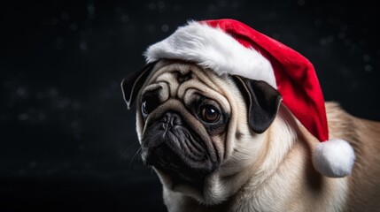 Festive Fluffiness: Dog in a Santa Hat Radiates Christmas Magic and Furry Hugs