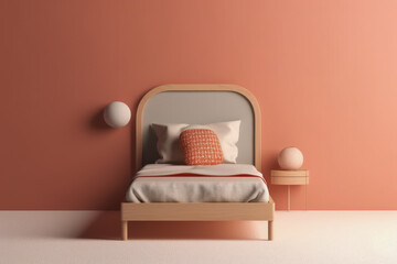 a close-up shot of a single bed place in a room