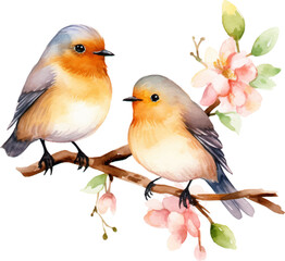 Fototapeta premium bird nature watercolor neutral colors for kids simple drawing childish cute