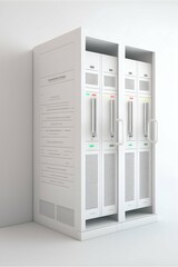 a white cased servers rack in a white room ultra detailed illustration 8k 