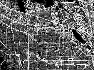 Vector road map of the city of  Santa Clara - Sunnyvale California in the United States of America with white roads on a black background.