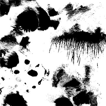 Drips And Marks Black Grunge Artwork On A Blank White Background