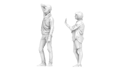 3D High Poly Humans - SET6 Monochromatic - Lateral View 2