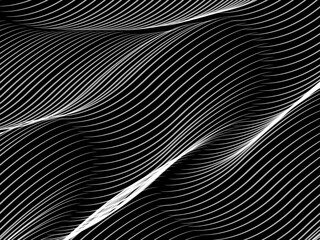 Lines abstract background Black and white wavy pattern. Abstract background. Optical illusion, wavy thin lines. Abstract pattern. Texture with wavy curves. With psychedelic stripes image.